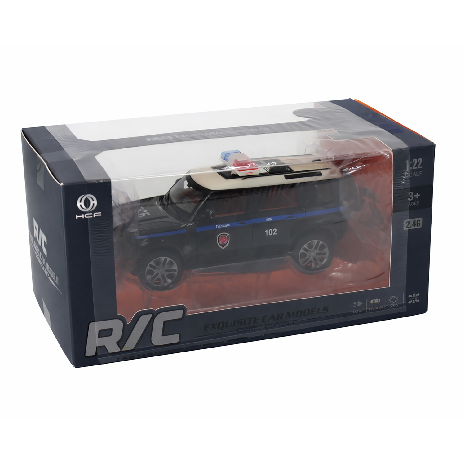 Радиоуправляемая металлическая полицейская машина Land Rover Defender 1:22 - HCL-3610-BLACK