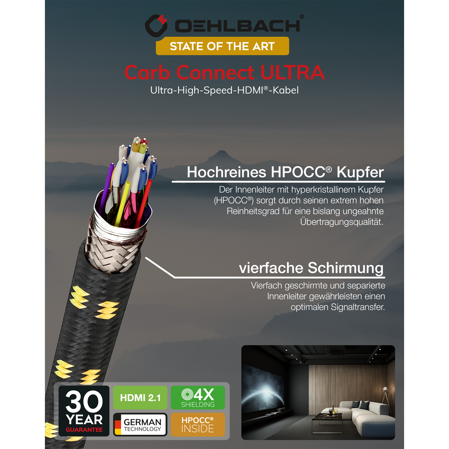OehlbachSTATE OF THE ART XXL Carb Connect UltraCarb Connect Ultra HDMI 1x12m gold HDMI кабель D1C11448