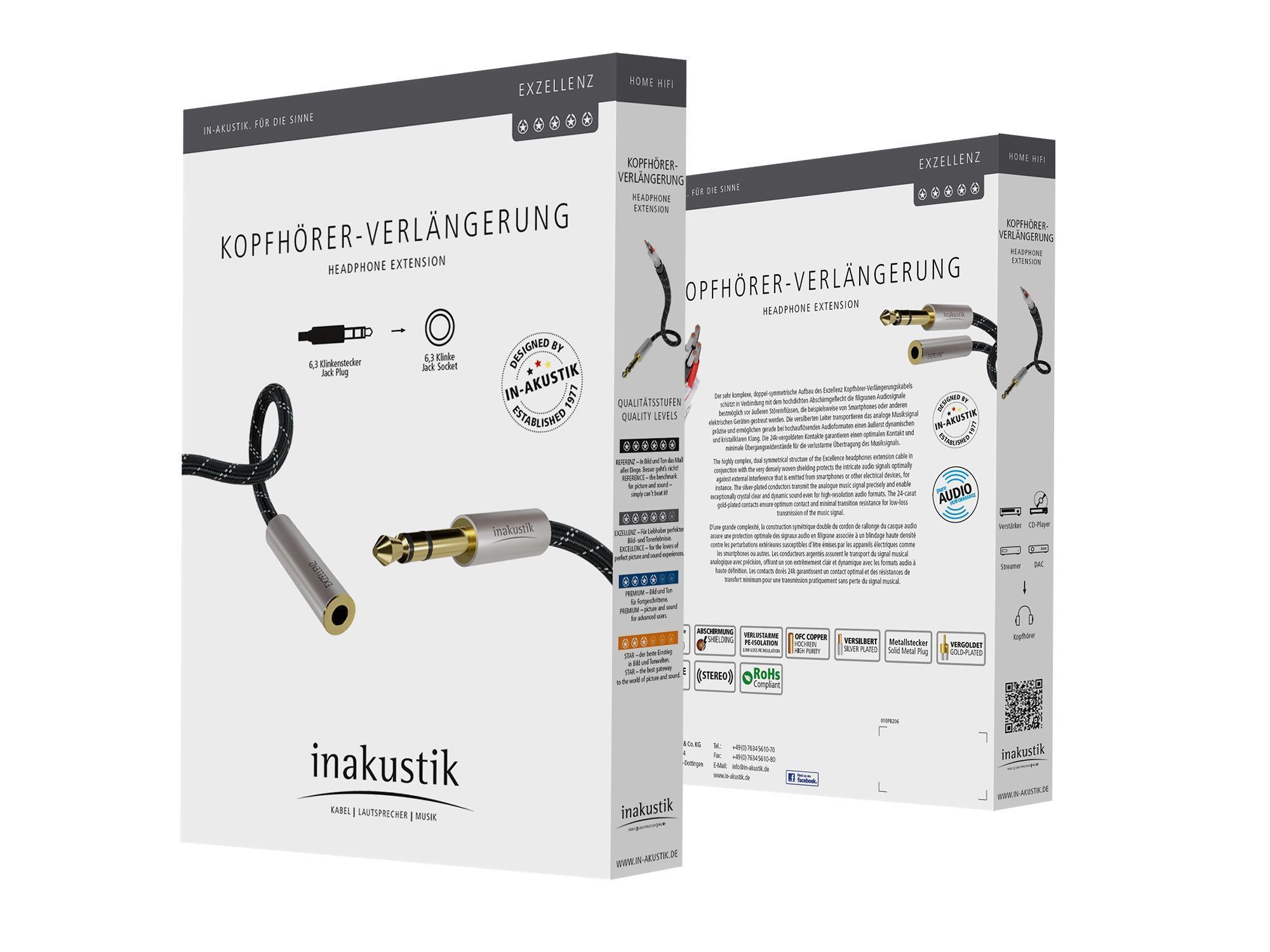 Inakustik Exzellenz Extension Audio Cable 5,0m 6.3mm jack 6.3mm jack(F) кабель межблочный