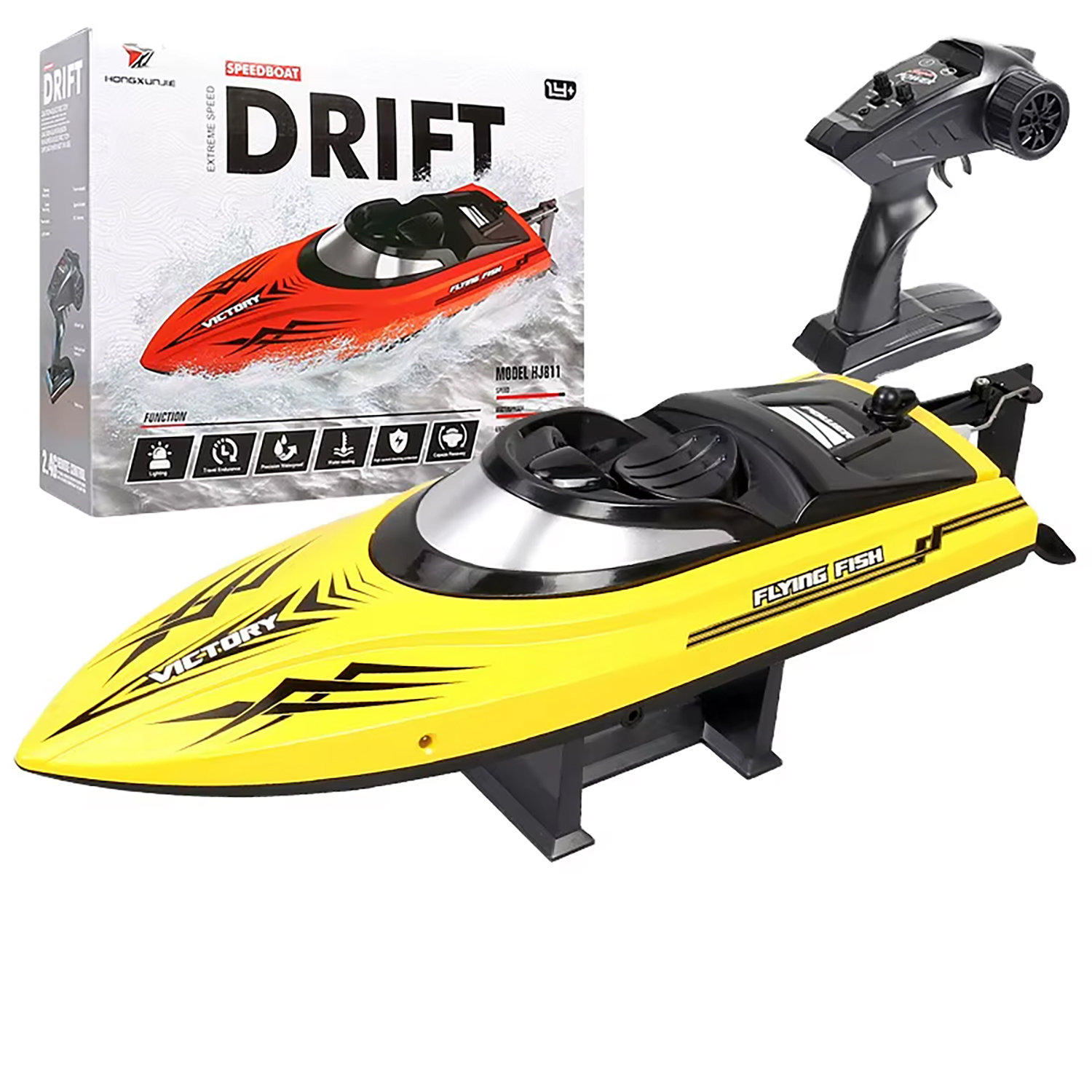 Радиоуправляемый катер DRIFT (30 см, 25 км/ч) - HJ811-YELLOW