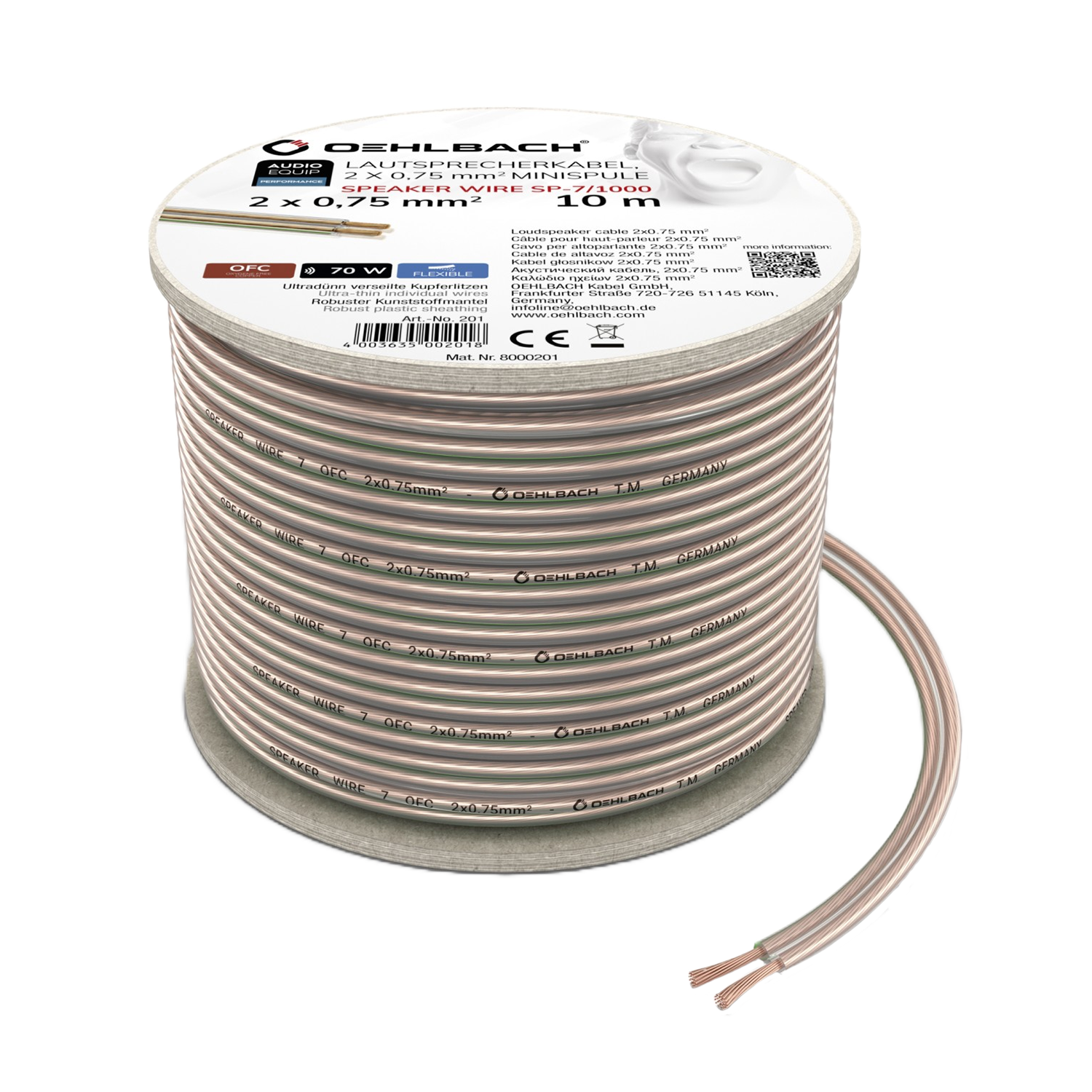 Oehlbach PERFORMANCE Speaker Wire SP-7 30M Spool clear Акустический кабель D1C205