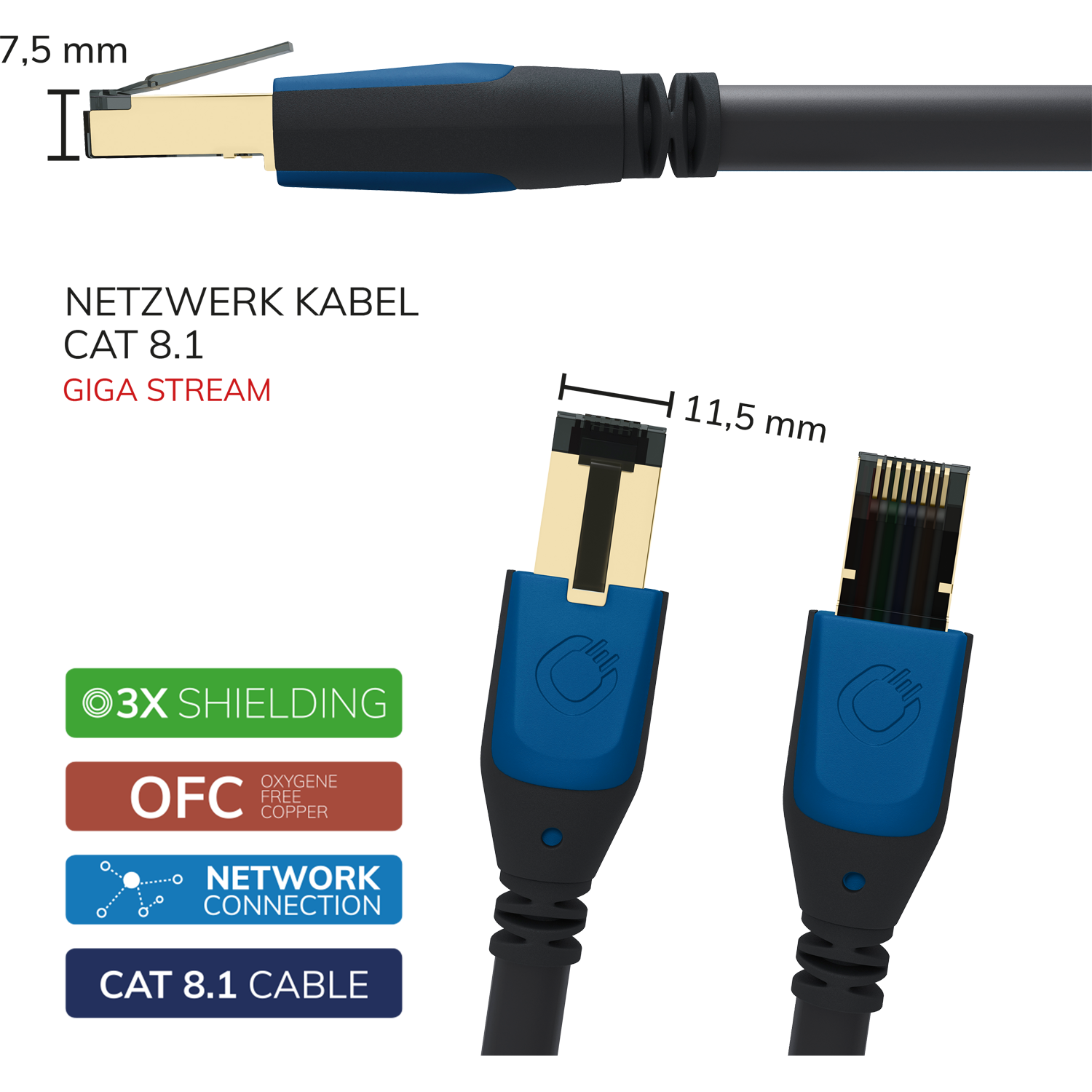 Oehlbach PERFORMANCE Giga Stream Cat 8.1 5,0m Ethernet кабель D1C19355