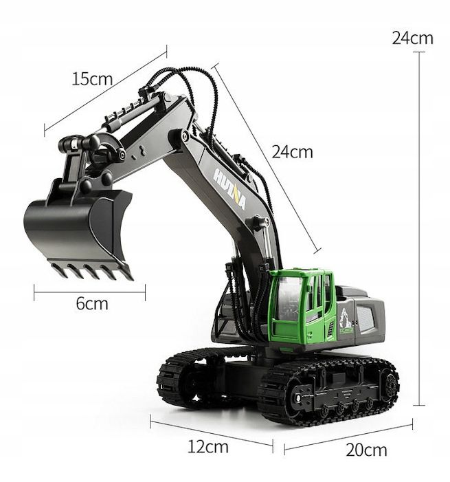 Радиоуправляемый экскаватор HUI NA TOYS масштаб 1:18 2.4G - HN1558-GREEN