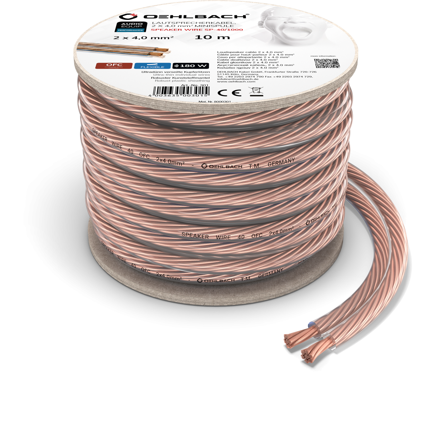Oehlbach PERFORMANCE Speaker Wire SP-40 30m Spool clear Акустический кабель D1C305
