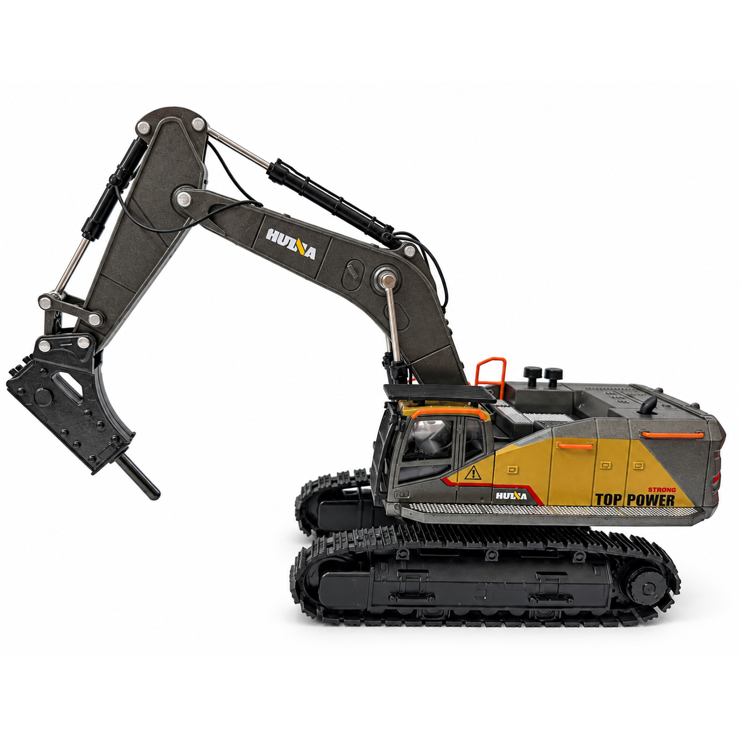 Металлический экскаватор с отбойным молотом HUI NA TOYS масштаб 1:50 - HN1723-YELLOW
