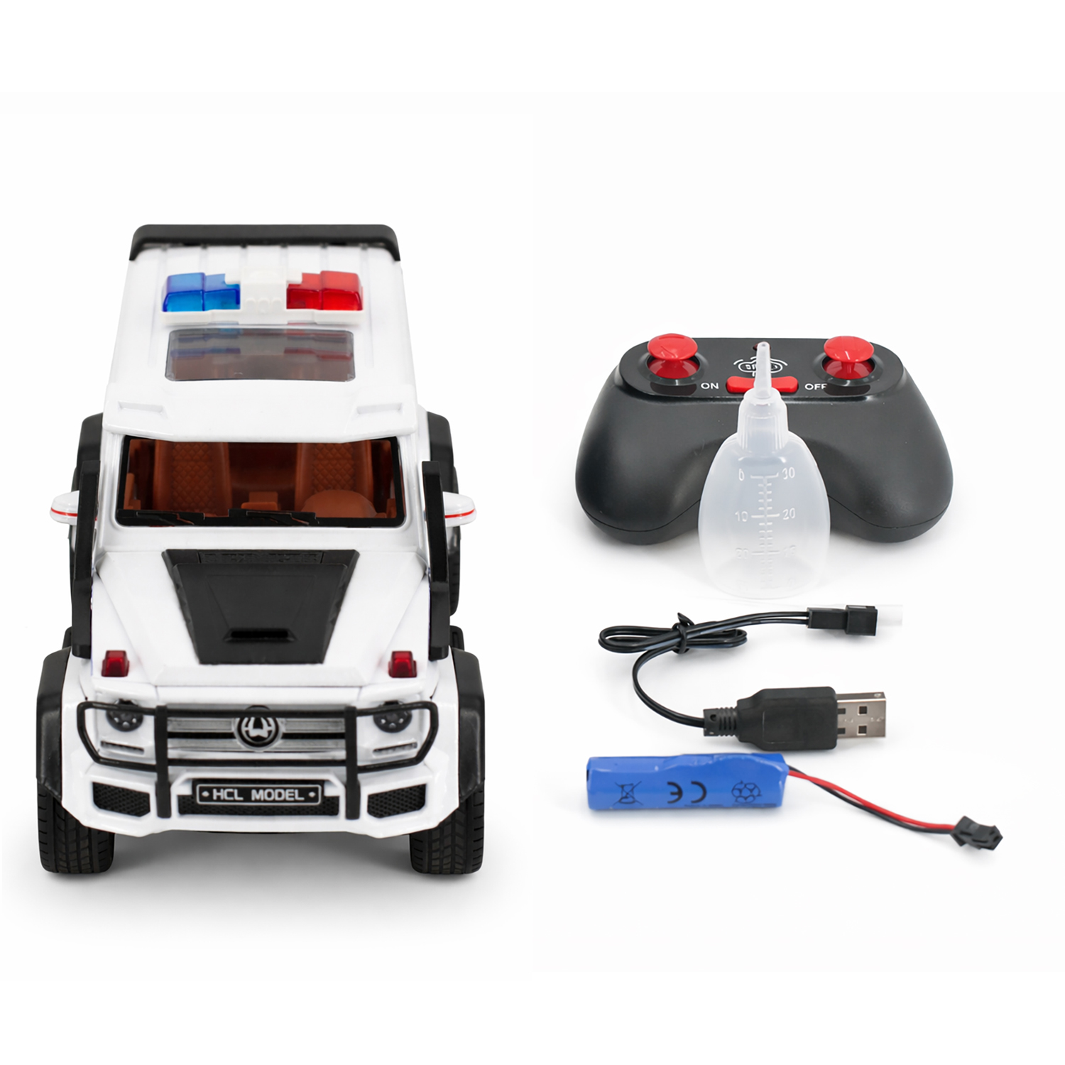 Радиоуправляемая металлическая полицейская машина Mercedes G500 1:22 - HCL-3608-WHITE