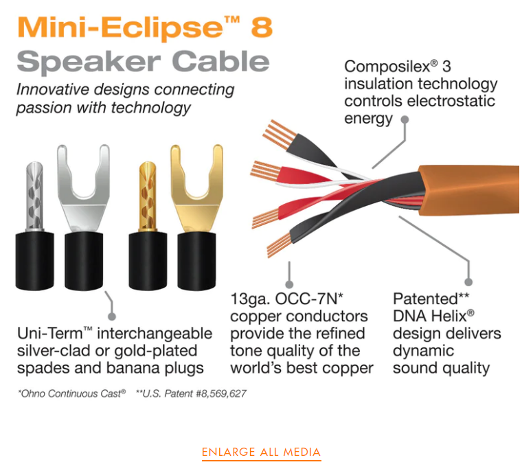 Wireworld Mini Eclipse 8 Speaker Cable 2.0m Pair (Banana-Banana) акустический "бананы"(MES2.0MB-8)