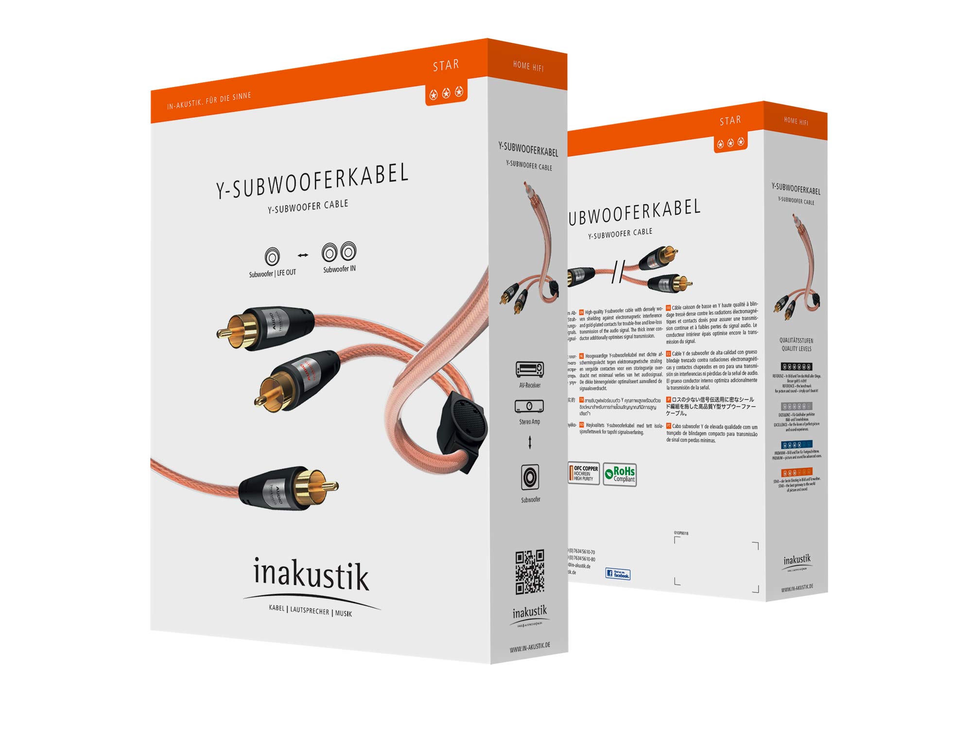 Inakustik Star Audio Cable Y-Sub RCA <> 2RCA 10 m кабель сабвуферный