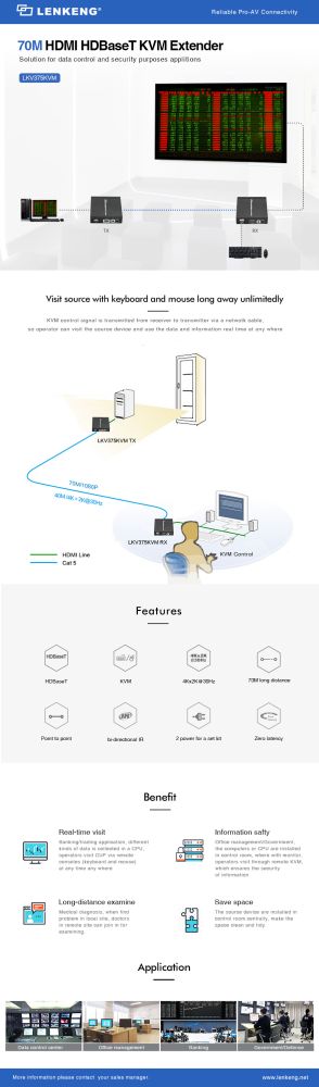 Lenkeng LKV375KVM 4K - 70m HDMI передача сигнала по витой паре с функцией KVM