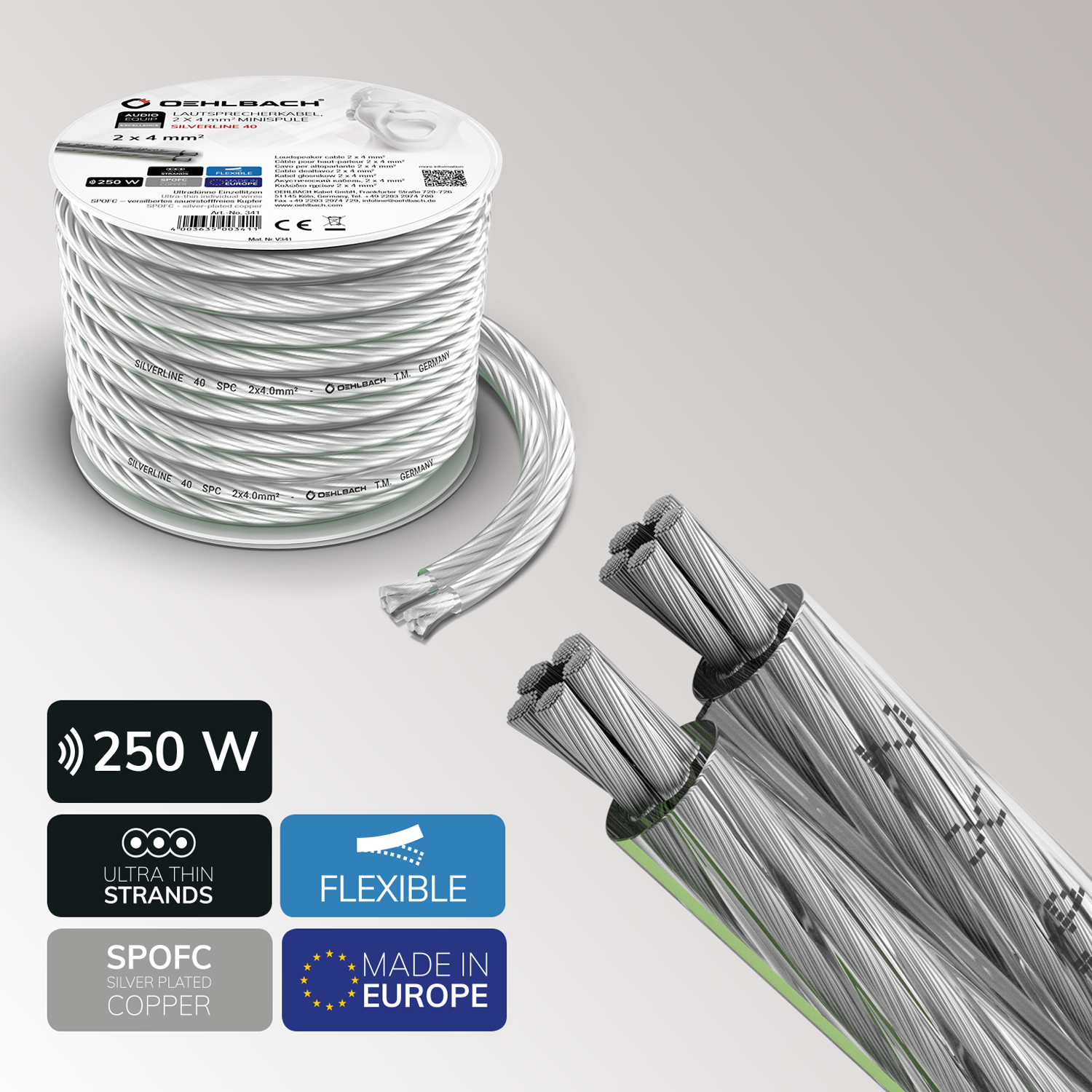 Oehlbach EXCELLENCE SILVERLINE SP-40, LS-cabel 2x4mm2 6M Акустический кабель D1C341