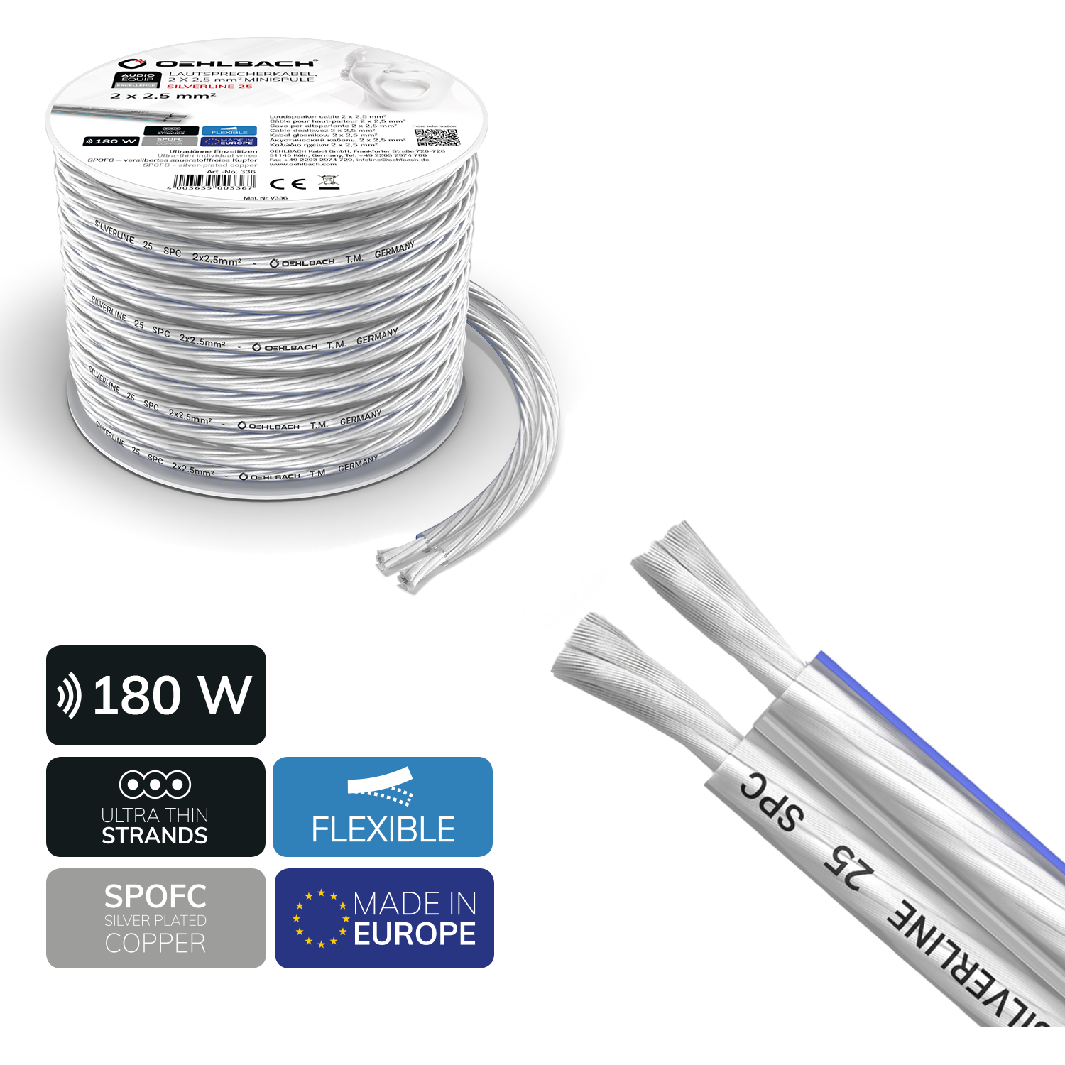 Oehlbach EXCELLENCE SILVERLINE SP-25, LS-cabel 2x2.5mm2 30M Акустический кабель D1C187