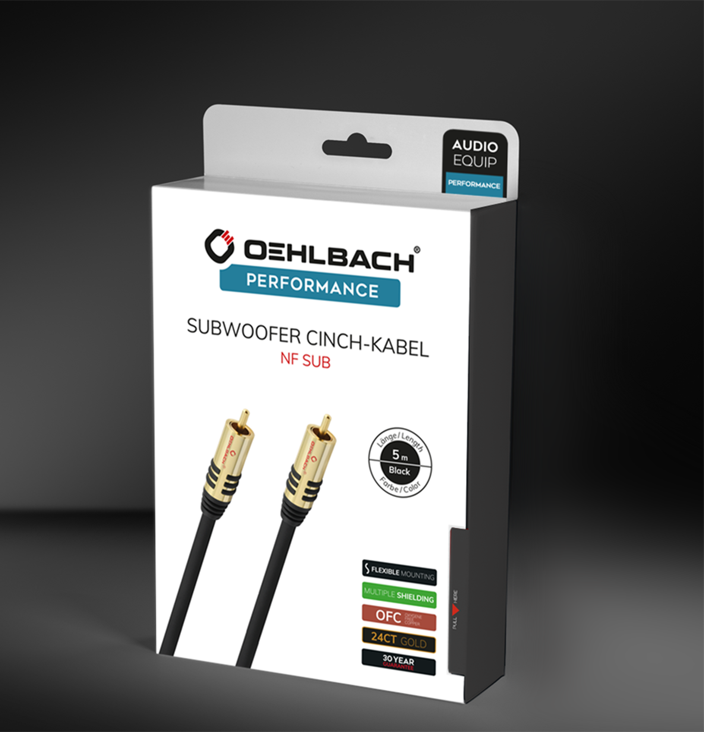 Oehlbach PERFORMANCE NF Sub-cable cinch/cinch2 2m mono black Сабвуферный кабель D1C21532
