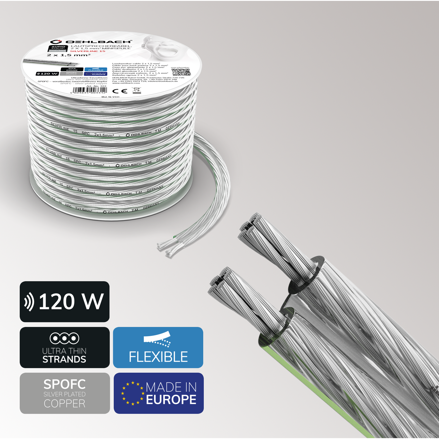 Oehlbach EXCELLENCE SILVERLINE SP-15, LS-cabel 2x1.5mm2 10M Акустический кабель D1C180