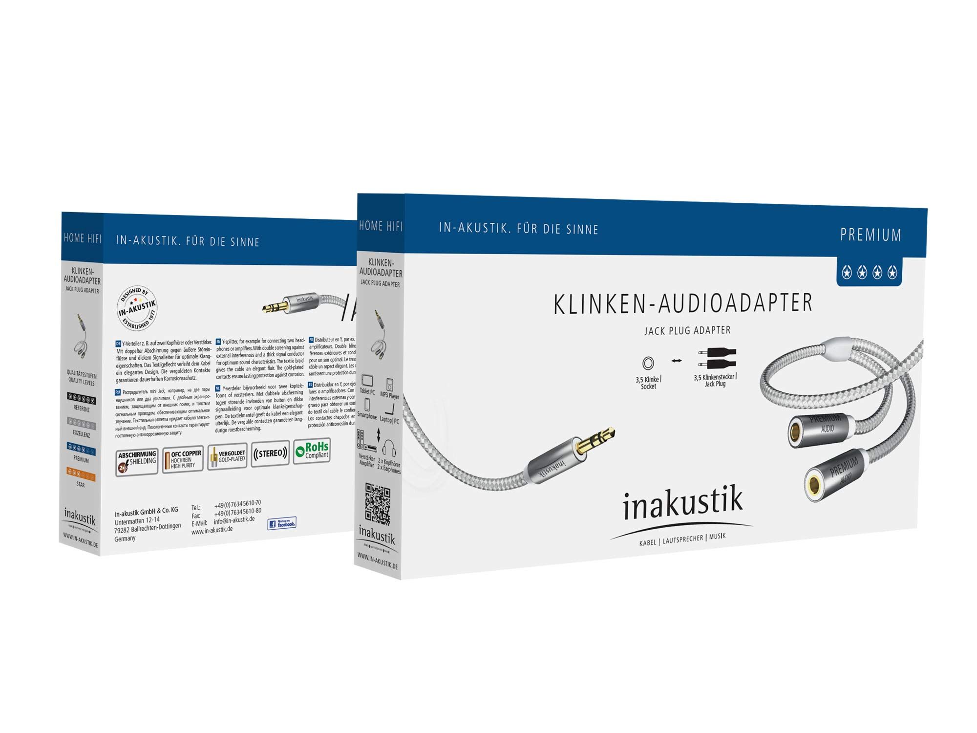 Inakustik Premium Y-adapter 3.5 Phone <> 2 Phone(F) кабель межблочный