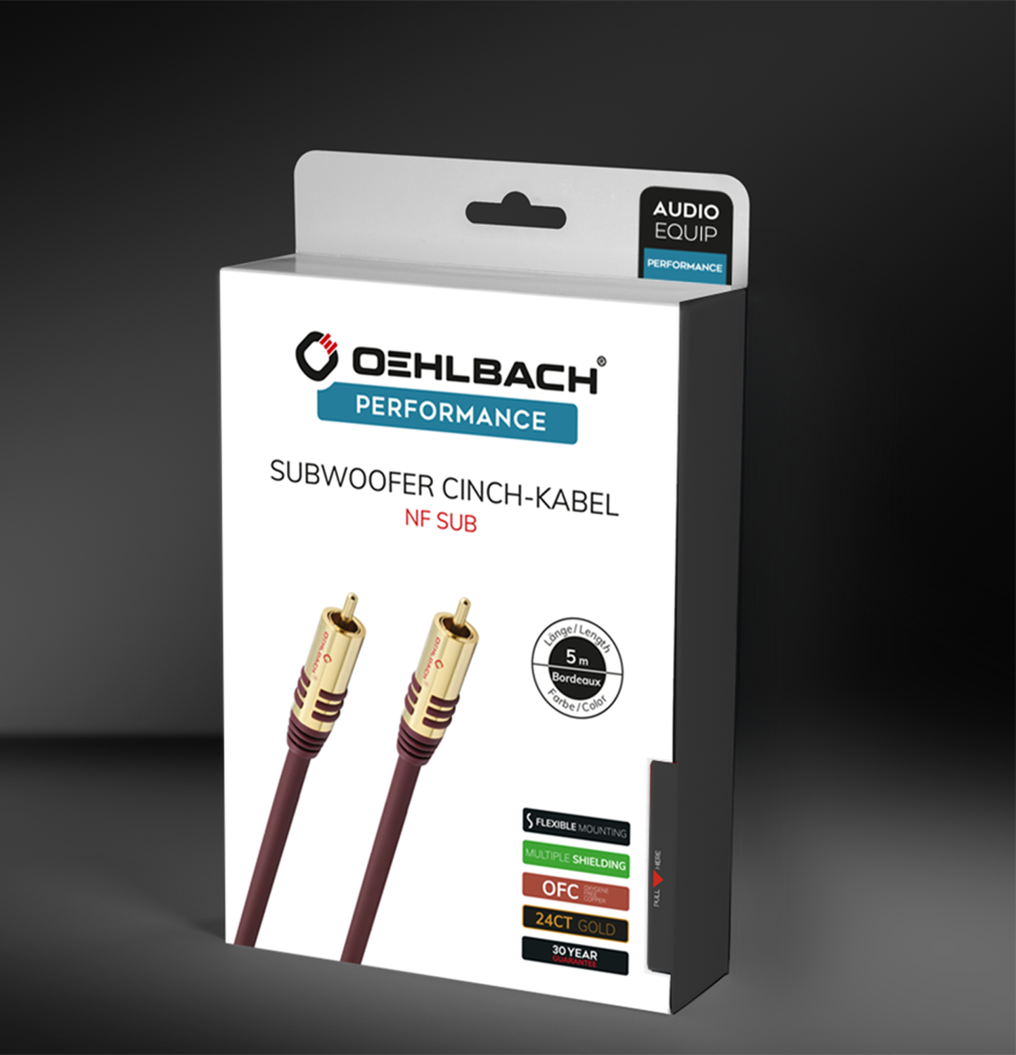 Oehlbach PERFORMANCE NF Sub-cable cinch/cinch, 3m mono red Сабвуферный кабель D1C20533