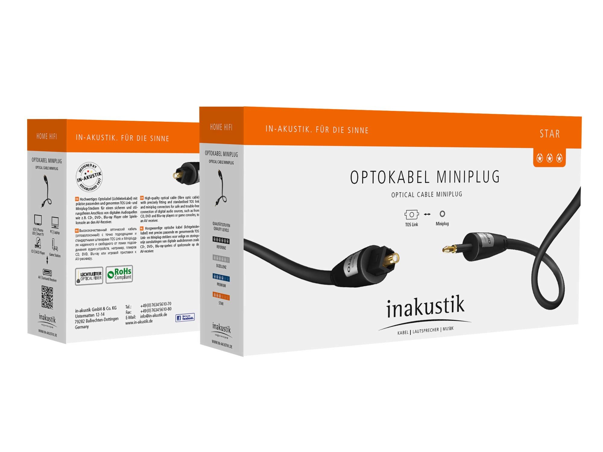 Inakustik Star Optical Cable Toslink - Miniplug 0.75 m кабель межблочный