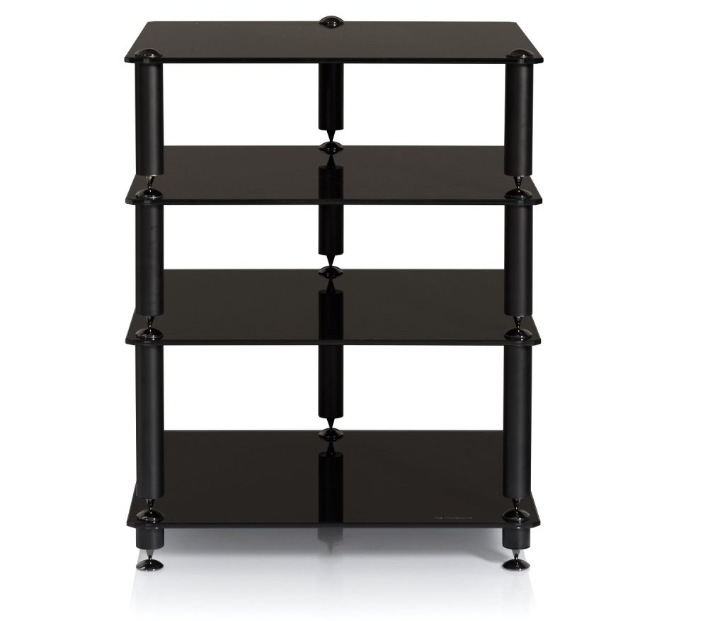 NorStone Bergen 2 Satin стойка под Hi-Fi аппаратуру, черные полки, черные стойки, ширина 559 мм