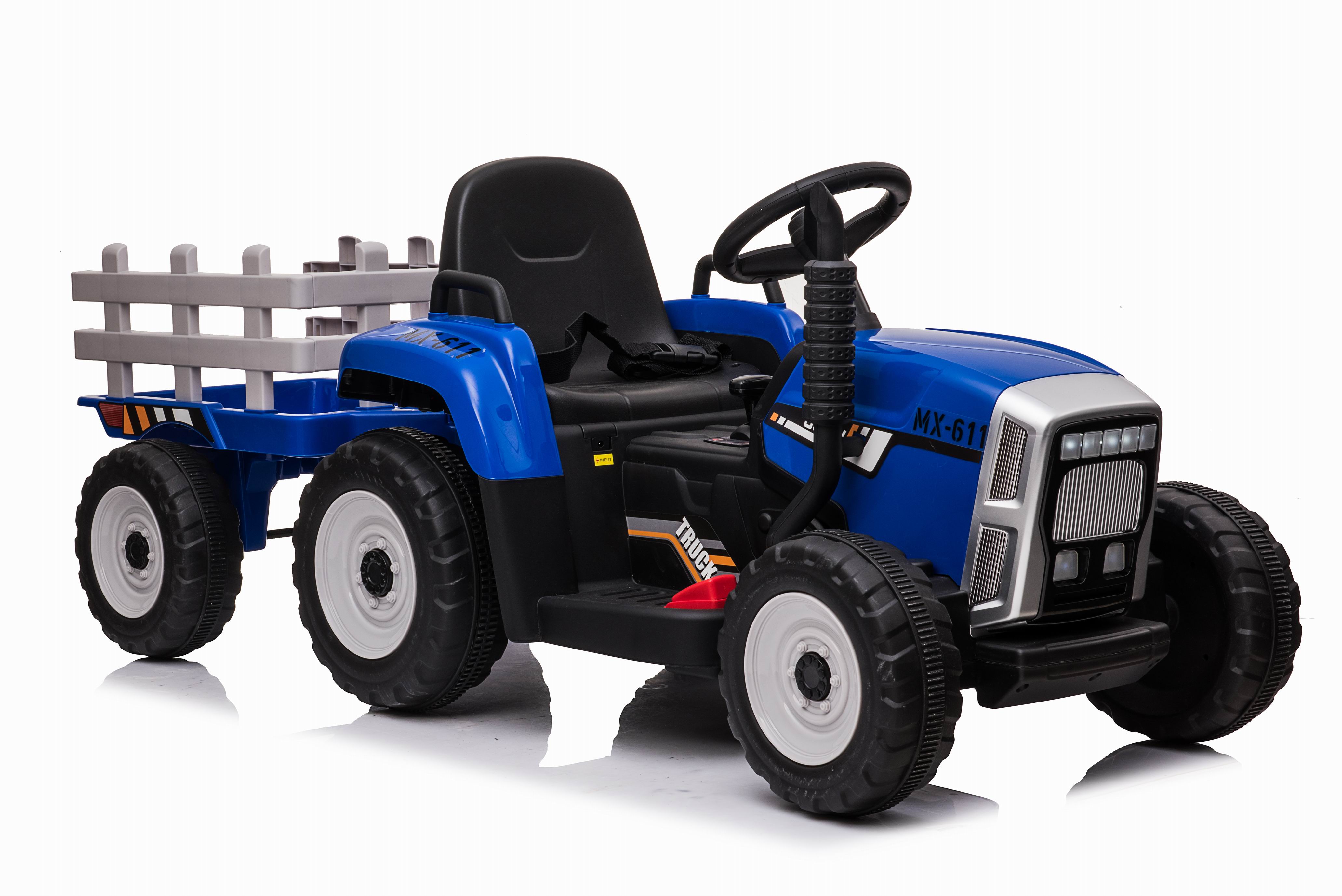 Детский электромобиль XMX трактор с прицепом (синий, EVA, пульт, 12V) - XMX611-BLUE