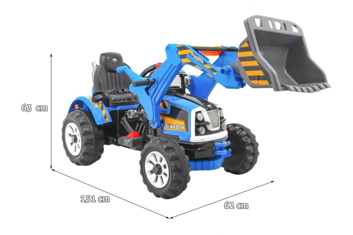 Детский электромобиль трактор на аккумуляторе 12V / синий - JS328A-BLUE