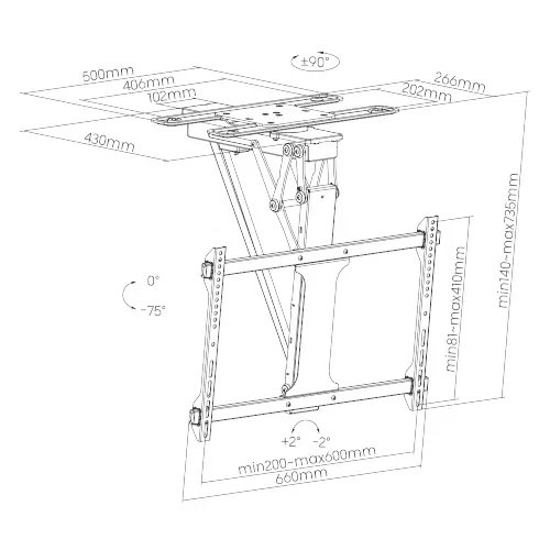 Потолочный моторизированный кронштейн для ТВ Brateck PLB-M0546DS