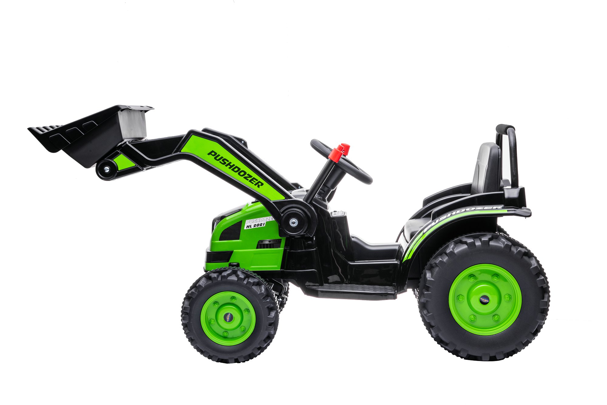Детский электромобиль трактор с ковшом и пультом управления (зеленый, 2WD, EVA) - HL389-LUX-GREEN