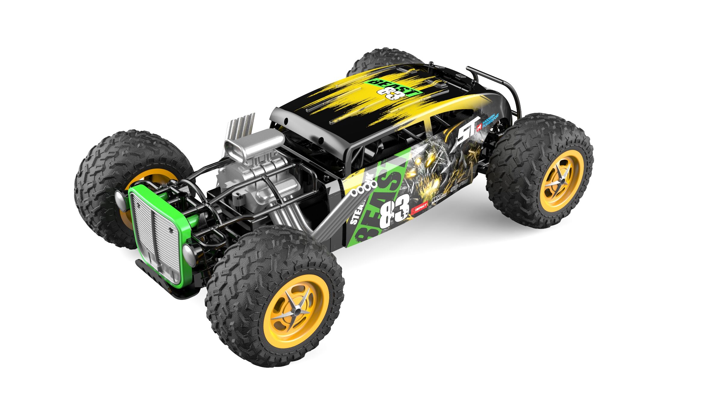 Радиоуправляемая машина CraZon Хот-род 4WD 1:12 - 333-GS19121-YELLOW