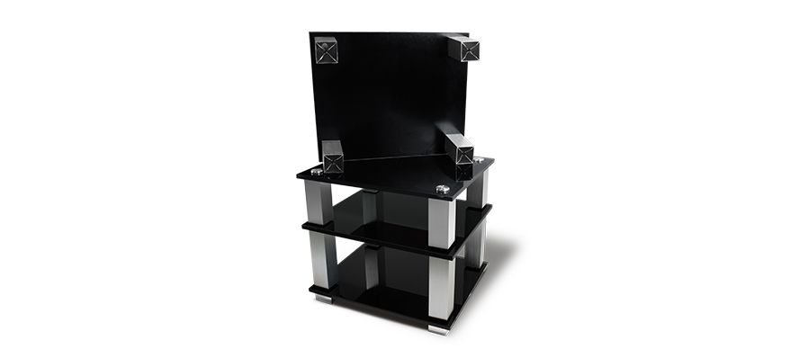 NorStone Square HiFi стойка под Hi-Fi аппаратуру, черные полки, серебристые стойки, ширина 690мм