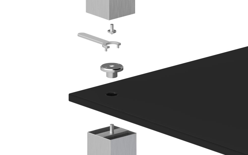 NorStone Square HiFi стойка под Hi-Fi аппаратуру, черные полки, серебристые стойки, ширина 690мм