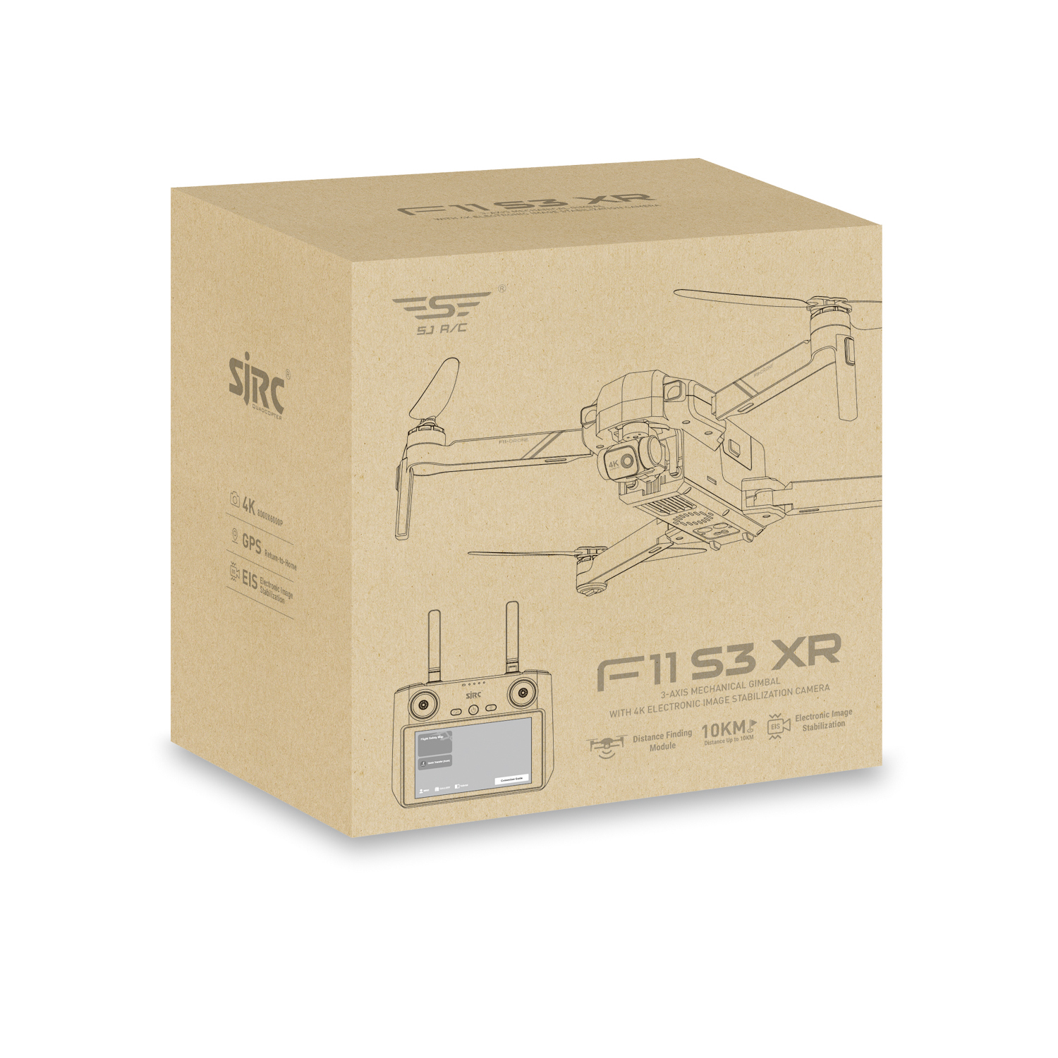 Квадрокоптер SJRC F11 S3 XR, пульт с экраном 3-AXIS 4K EIS 5G 10KM GPS