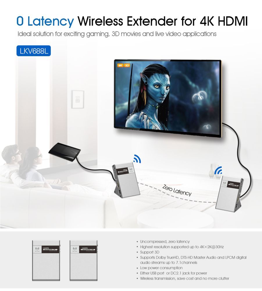 Lenkeng LKV688L 4K PRO HDbitT Комплект беспроводной передачи HDMI UHD 4K